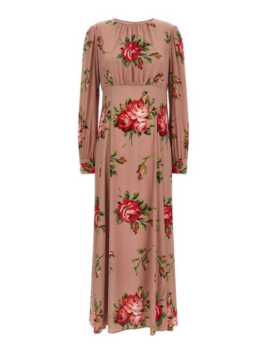 26SS 돌체앤가바나 로즈 부케 프린트 샤무스 드레스 F610OTFSA8QHF5ZN Nude Neutrals