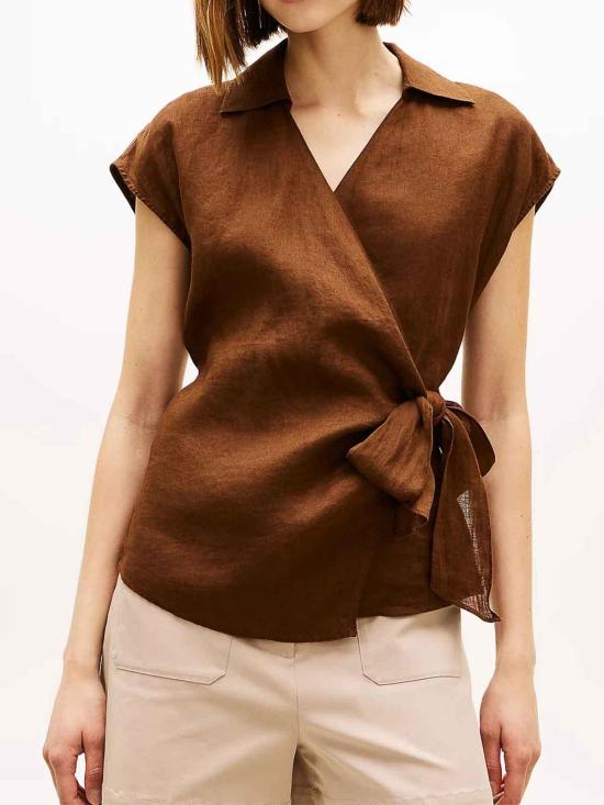 26SS 타미힐피거 민소매 티셔츠 WW0WW49632GV0 Brown - TOMMY HILFIGER