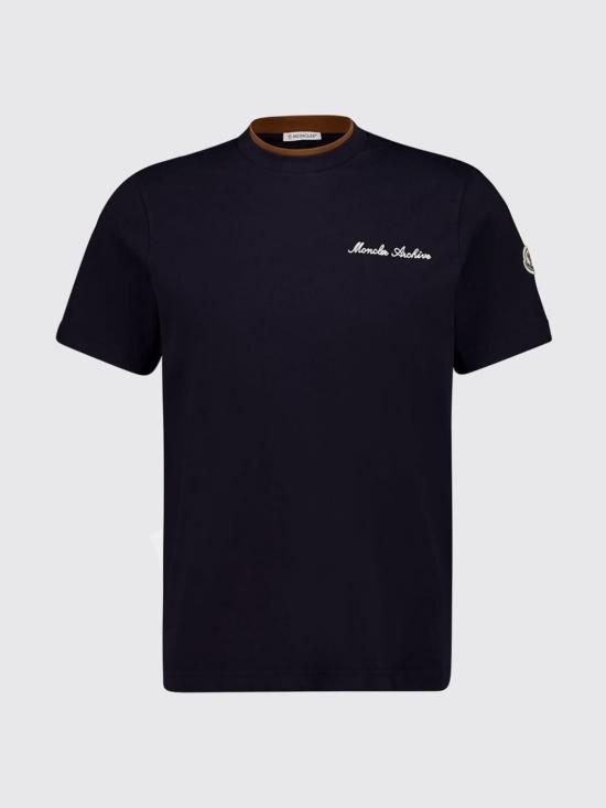 26SS 몽클레어 로고 자수 코튼 티셔츠 L10918C0001589AYY 742 Navy