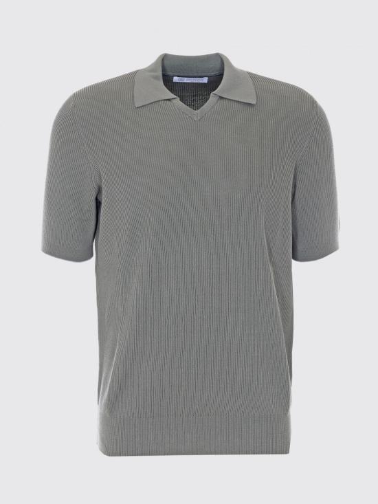 26SS 브루넬로 쿠치넬리 잉글리시 립 코튼 니트 폴로셔츠 M29400015 CXS05 Green - BRUNELLO CUCINELLI