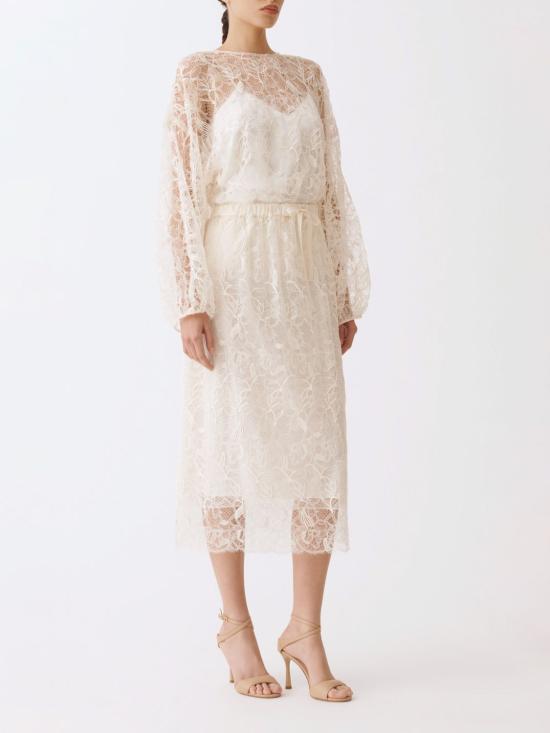 26SS 파비아나 필리피 레이스 미디 스커트 GND276F848D971 VR1 Butter - FABIANA FILIPPI