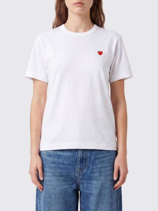 26SS 꼼데가르송 스몰 레드하트 와펜 반팔티셔츠 AXT304051D 2 White