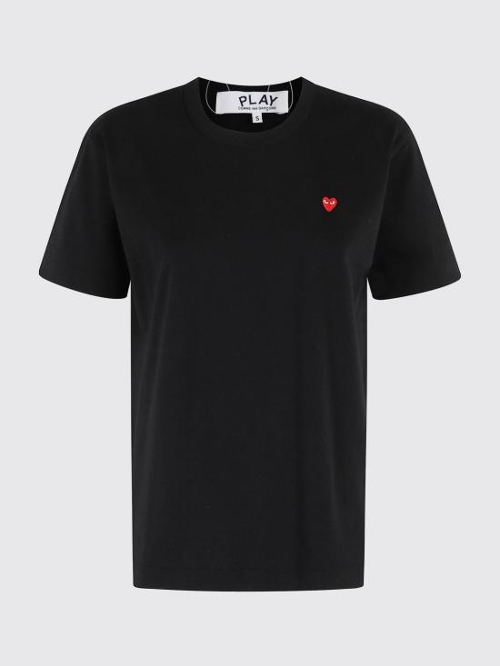 26SS 꼼데가르송 스몰 레드하트 와펜 반팔티셔츠 AXT304051D 1 Black - COMME DES GARCONS