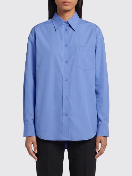 26SS 발렌시아가 셔츠 872318TUM20 LIGHT BLUE Gnawed Blue