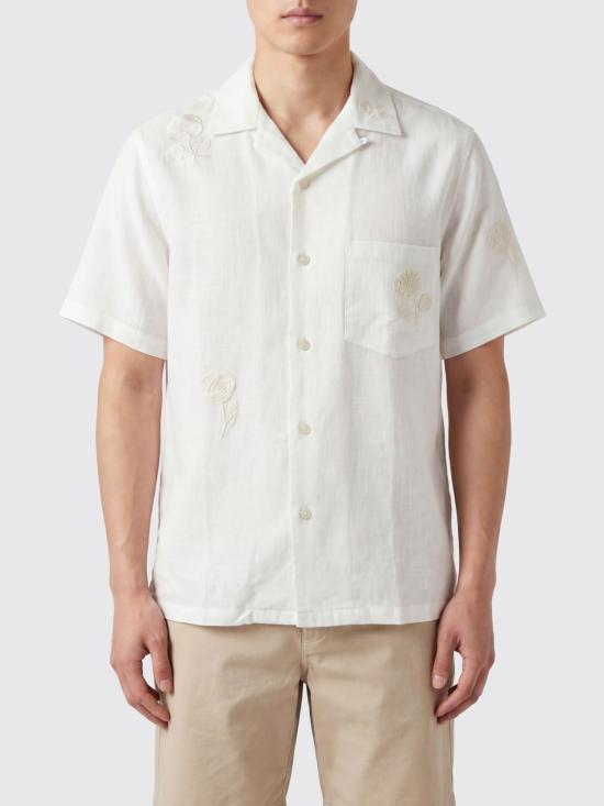 26SS 포르투기스플란넬 반팔 셔츠 EMBROIDERYNATURERAMIE ECRU White