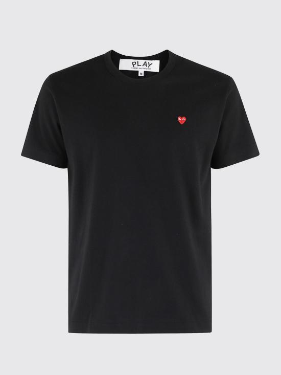 26SS 꼼데가르송 스몰 레드하트 와펜 반팔티셔츠 AXT304051 1 Black - COMME DES GARCONS