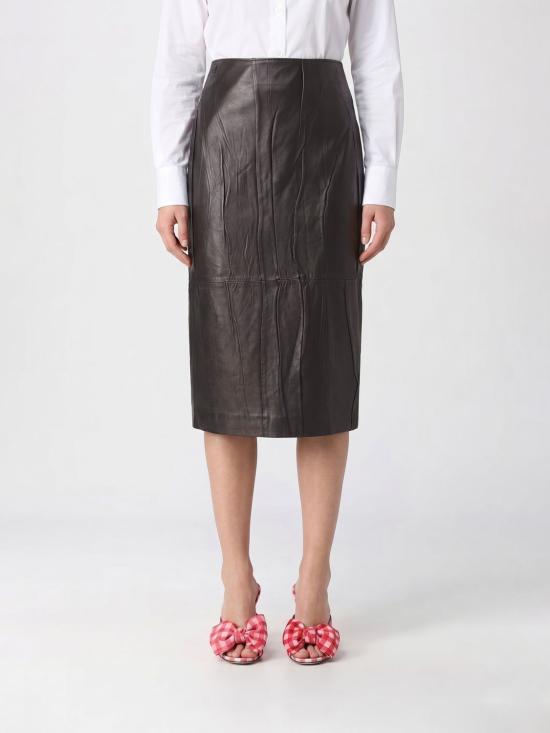 26SS 에르마노 설비노 미디 스커트 D482O767GKH 95708 Black