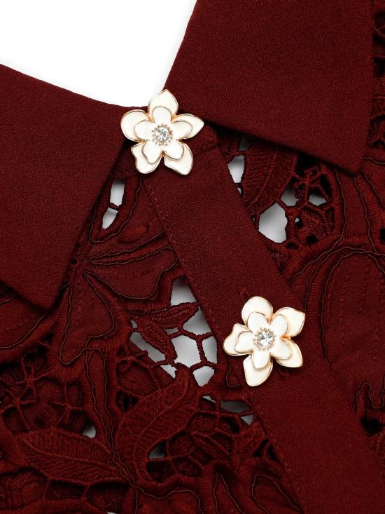 26FW 셀프 포트레이트 미디 원피스 PF26111SABU BURGUNDY Rosso - SELF PORTRAIT