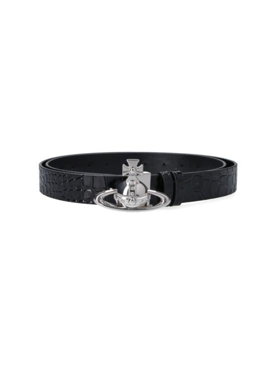 26SS 비비안웨스트우드 ORB 로고 가죽 벨트 ORB 로고 가죽 벨트 82010087U L0098N401 Black