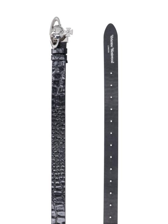26SS 비비안웨스트우드 ORB 로고 가죽 벨트 ORB 로고 가죽 벨트 82010087U L0098N401 Black - VIVIENNE WESTWOOD