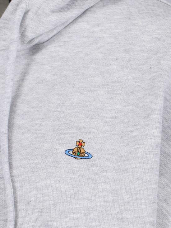 26SS 비비안웨스트우드 로고 자수 크롭 후드 1I01001A J00ASP001 Grey - VIVIENNE WESTWOOD