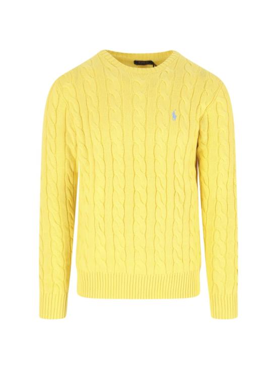 26SS 폴로 랄프로렌 로고 자수 케이블 니트 스웨터 710 775885533 Yellow