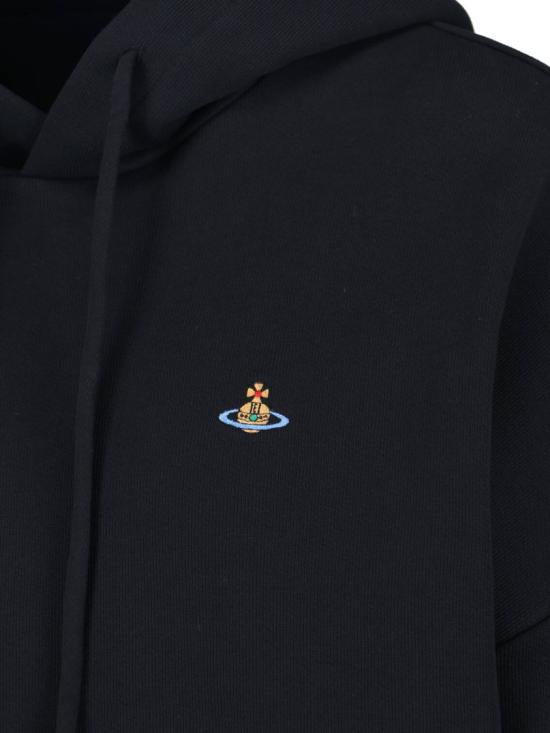 26SS 비비안웨스트우드 로고 자수 크롭 후드 1I01001A J00ASN401 Black - VIVIENNE WESTWOOD