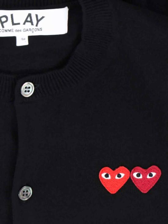 26SS 꼼데가르송 플레이 더블 하트 가디건 AX N057 0511 Black - COMME DES GARCONS
