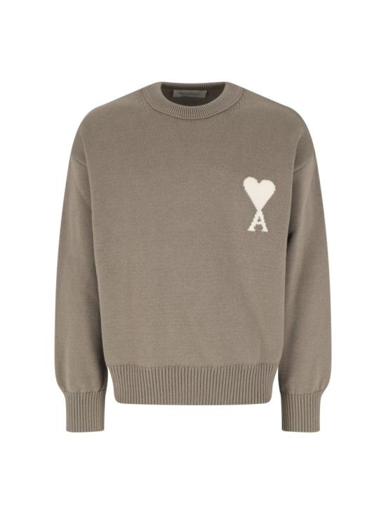 26SS 아미 ADC 울 & 코튼 크루넥 하트 스웨터 UKS859 KN0156A117 Neutrals