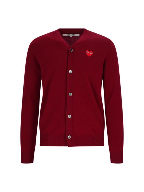 26SS 꼼데가르송 V넥 하트 와펜 가디건 AX N008 0514 Burgundy