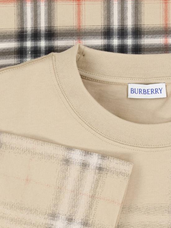 26SS 버버리 그라디언트 체크 코튼 티셔츠 8119022B9368 Neutrals - BURBERRY