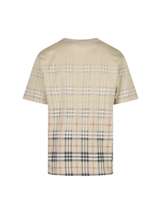 26SS 버버리 그라디언트 체크 코튼 티셔츠 8119022B9368 Neutrals - BURBERRY