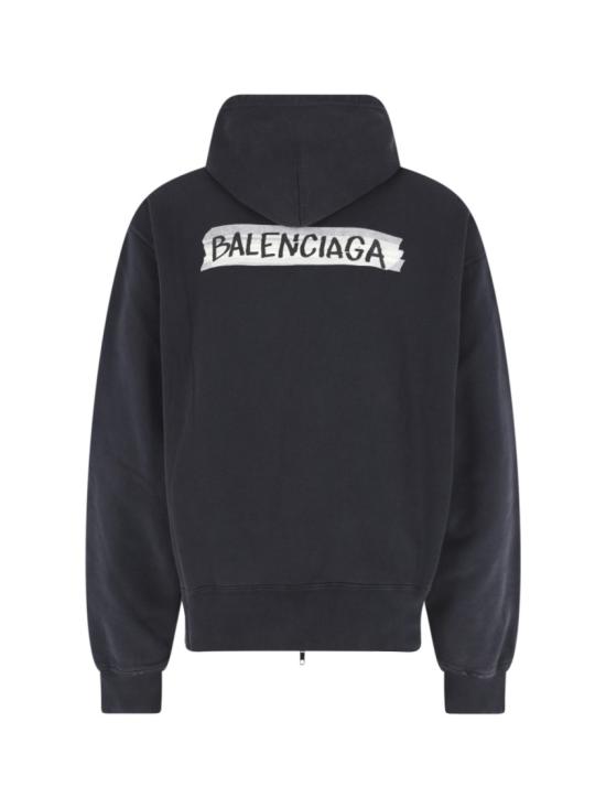 26SS 발렌시아가 마스킹 테이프 오버사이즈 집업 후디 850338 TTVL71041 Black - BALENCIAGA