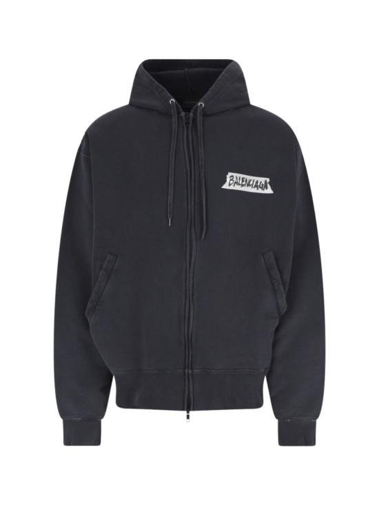 26SS 발렌시아가 마스킹 테이프 오버사이즈 집업 후디 850338 TTVL71041 Black