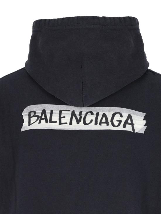 26SS 발렌시아가 마스킹 테이프 오버사이즈 집업 후디 850338 TTVL71041 Black - BALENCIAGA