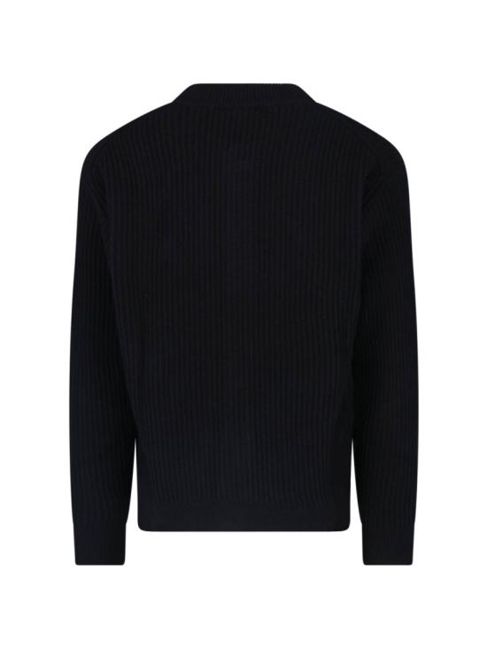 25FW 메종키츠네 폭스 헤드 울 립드 가디건 PM00508KT1149P199 Black - MAISON KITSUNE