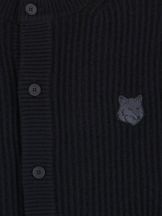 25FW 메종키츠네 폭스 헤드 울 립드 가디건 PM00508KT1149P199 Black - MAISON KITSUNE
