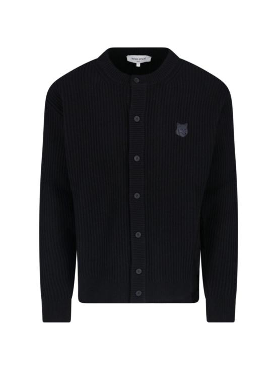 25FW 메종키츠네 폭스 헤드 울 립드 가디건 PM00508KT1149P199 Black