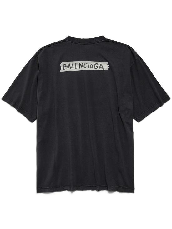26SS 발렌시아가 마스킹 테이프 티셔츠 미디움 핏 764235 TTVL6 Black - BALENCIAGA