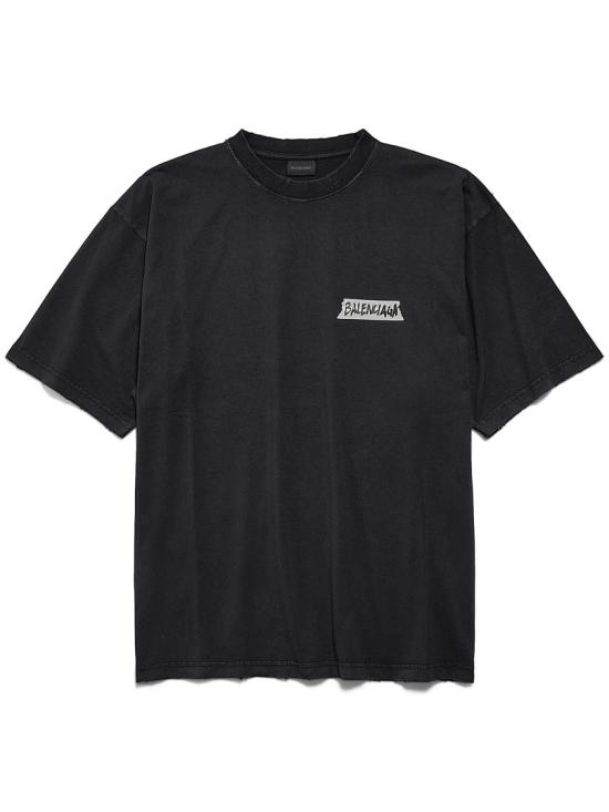26SS 발렌시아가 마스킹 테이프 티셔츠 미디움 핏 764235 TTVL6 Black