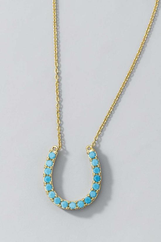  네이티브잼 목걸이/팬던트 천연 보석 행운의 말발굽 목걸이 14K 금도금/터키석 - NATIVE GEM