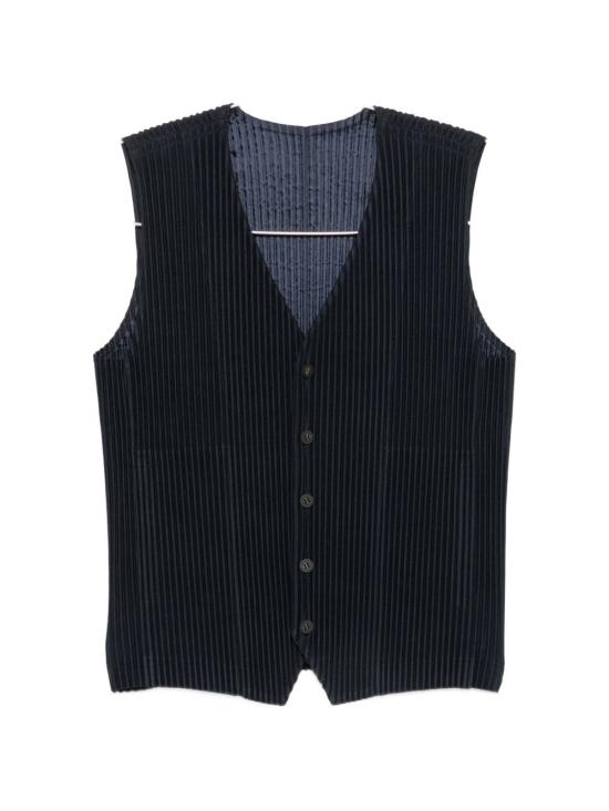 26SS 옴므 플리세 이세이 미야케 니트 베스트 HP67JE511 75 NAVY