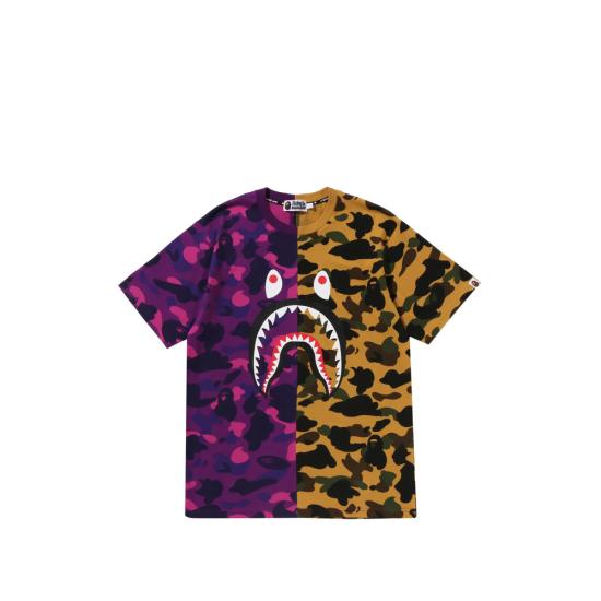 26SS 베이프 반팔 티셔츠 001CSM301009M PURPL YELLOW PURPLE