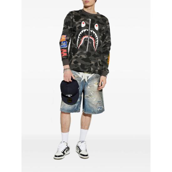 26SS 베이프 긴팔 티셔츠 001LTM301006M BLACK BLACK GREY - BAPE