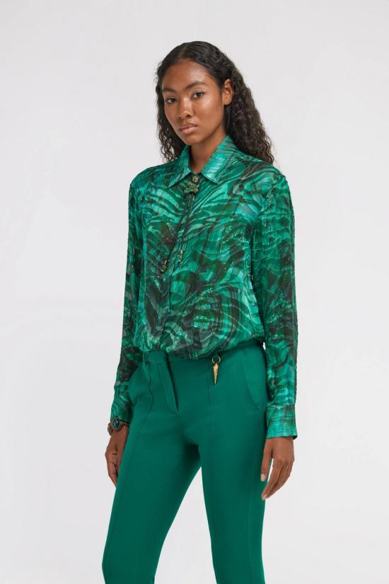  로베르토 카발리 블라우스 TKT04 HEHN06 Green - ROBERTO CAVALLI