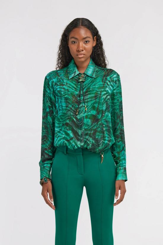  로베르토 카발리 블라우스 TKT04 HEHN06 Green - ROBERTO CAVALLI