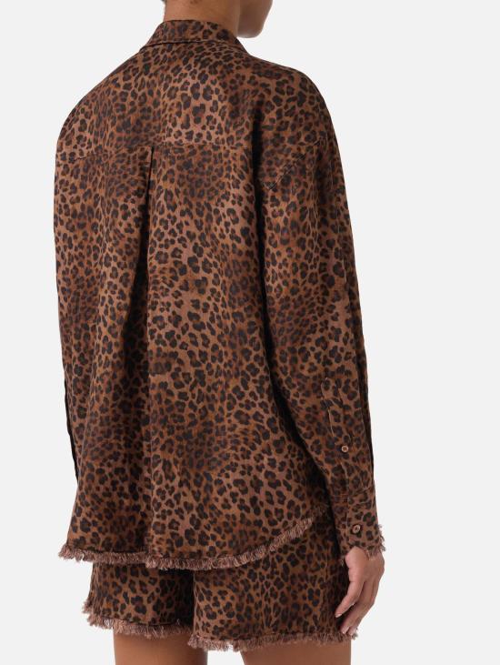 26SS 세인트바쓰 블라우스 Lino con Stampa Leopardata Marrone를 입은 카미시아 - MC2 SAINT BARTH