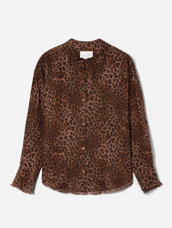 26SS 세인트바쓰 블라우스 Lino con Stampa Leopardata Marrone를 입은 카미시아 - MC2 SAINT BARTH