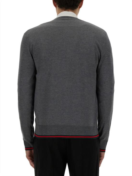  구찌 웹 브이넥 울 가디건 814529 XKEJV1127 Grey - GUCCI