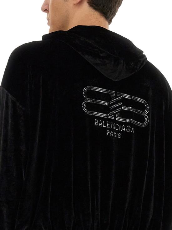  발렌시아가 벨벳 후드 집업 751014 TOVO31000 Black - BALENCIAGA