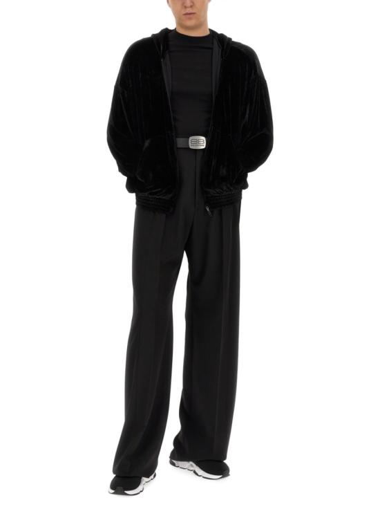  발렌시아가 벨벳 후드 집업 751014 TOVO31000 Black - BALENCIAGA