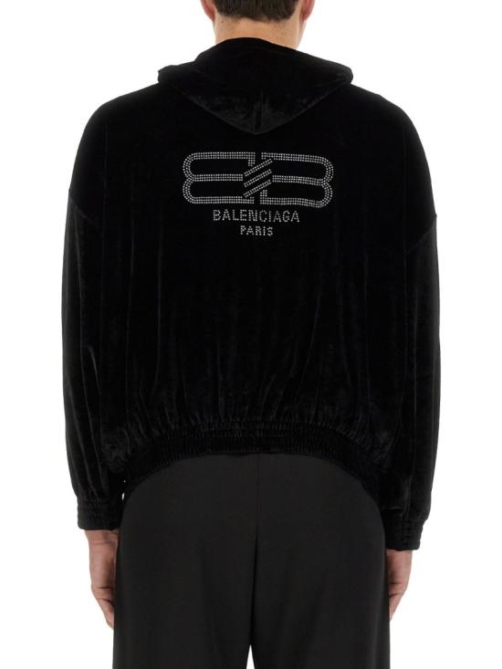  발렌시아가 벨벳 후드 집업 751014 TOVO31000 Black - BALENCIAGA
