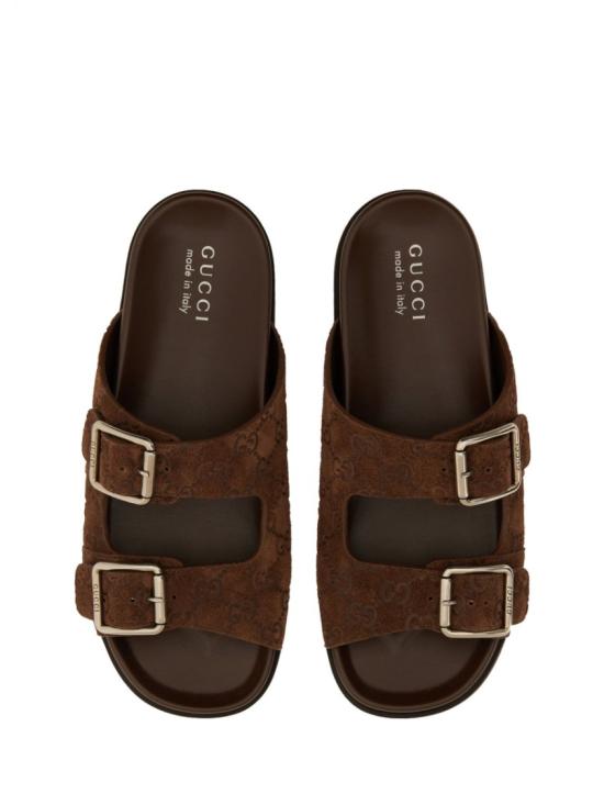  구찌 GG 스웨이드 슬라이드 샌들 816380 AADUO2256 Brown - GUCCI