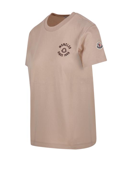 26SS 몽클레어 자수 로고 코튼 티셔츠 8C00030 89AUO 222 BEIGE DOM - MONCLER