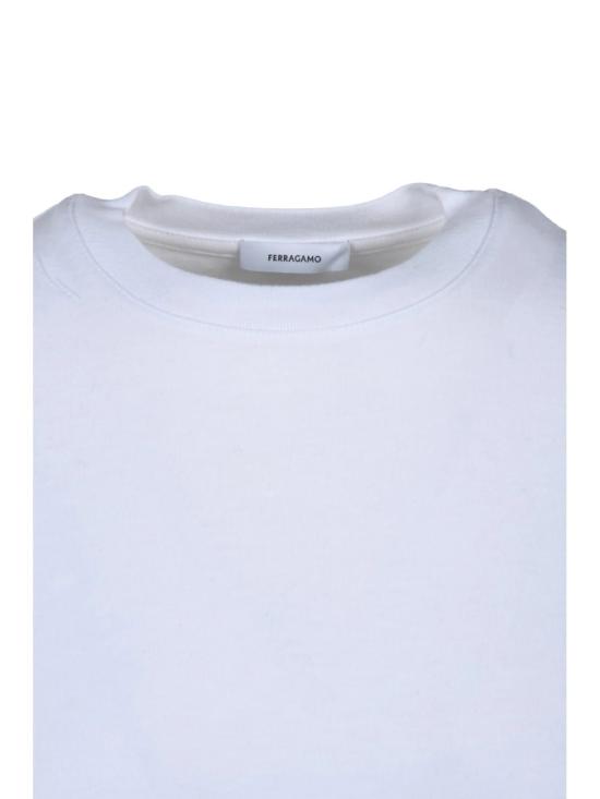 25SS 살바토레 페라가모 반팔 티셔츠 흰색 면 티셔츠 - SALVATORE FERRAGAMO