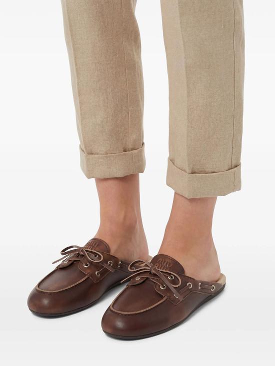 26FW 미우미우 빈티지 스웨이드 덱 뮬 5D455EF0053F33 F0038 BROWN - MIU MIU