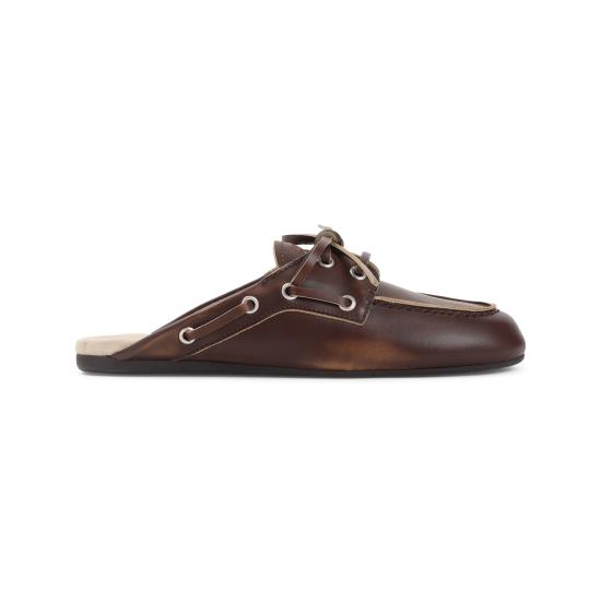 26FW 미우미우 빈티지 스웨이드 덱 뮬 5D455EF0053F33 F0038 BROWN