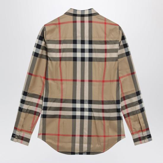 26FW 버버리 슬림핏 체크 코튼 셔츠 8111856155954 A7028 BEIGE - BURBERRY
