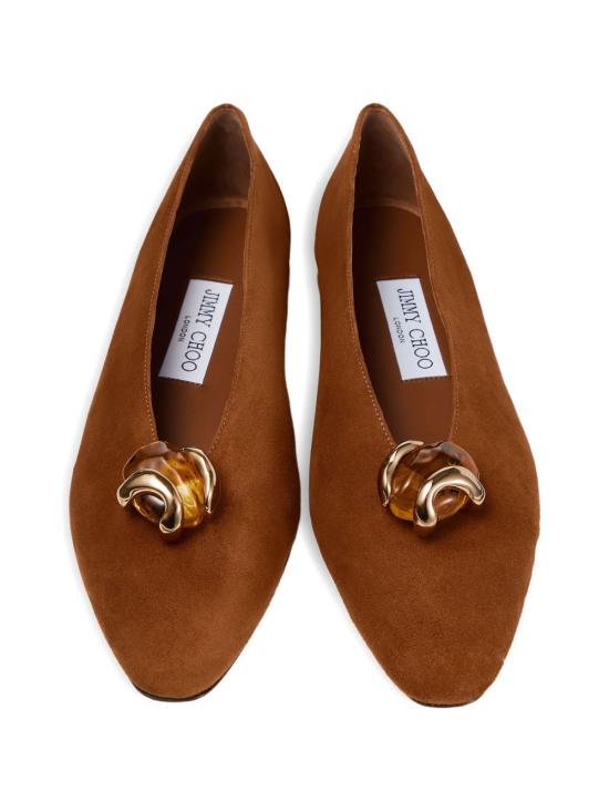 26FW 지미추 플랫 슈즈 MARGOTFLATBSBTANAMBER LEATHER BROWN - JIMMY CHOO