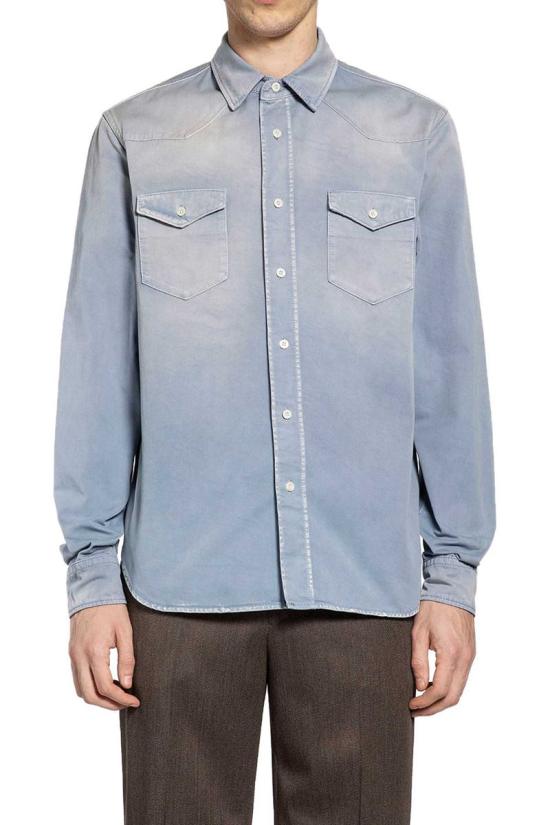 26SS 프라다 데님 셔츠 GEC115 18PF F0E1Y BLUE GRAY DOM